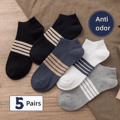 5 Pairs Men's Cotton Short Sports Sweat-Absorbing Odor-Proof Boat Socks Casual