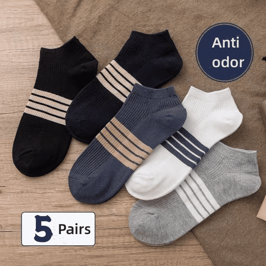5 Pairs Men's Cotton Short Sports Sweat-Absorbing Odor-Proof Boat Socks Casual