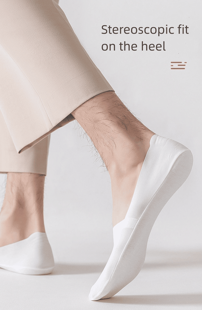 7-Pack Men's Ice Silk Invisible Boat Socks: Anti-Slip, Deodorizing, Casual