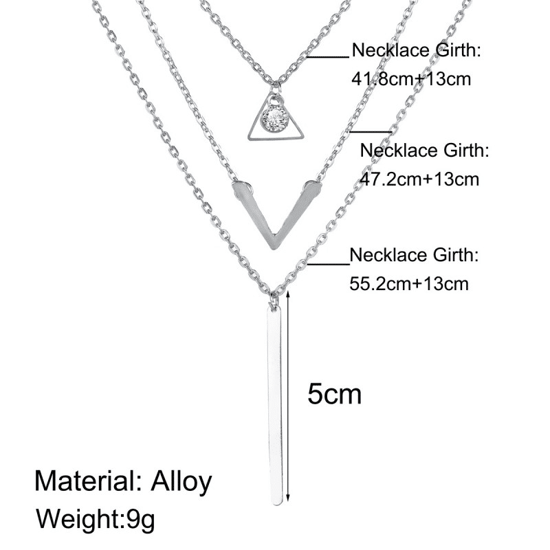 Elegant 3-Piece Multilayer Crystal Pendant Necklace Set for Women - Gold Tone