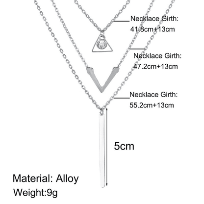 Elegant 3-Piece Multilayer Crystal Pendant Necklace Set for Women - Gold Tone