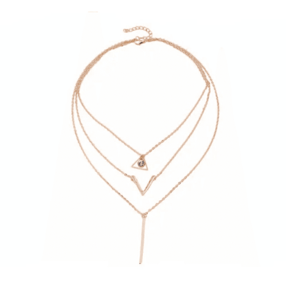 Elegant 3-Piece Multilayer Crystal Pendant Necklace Set for Women - Gold Tone