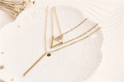 Elegant 3-Piece Multilayer Crystal Pendant Necklace Set for Women - Gold Tone