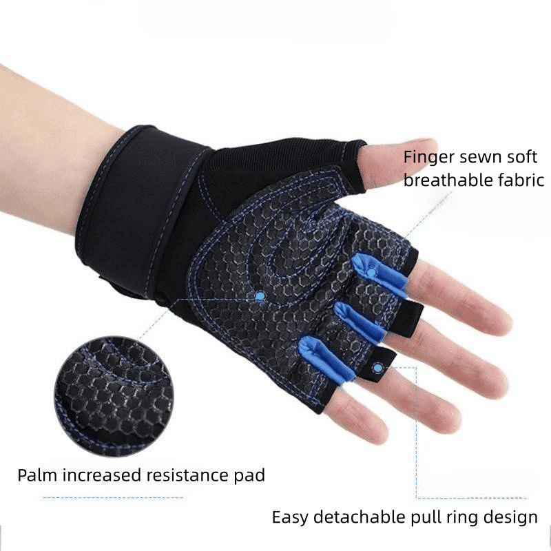 Unisex Long Wrist Half-Finger Cycling Gloves for Motorcycle Fitness Weightlifting