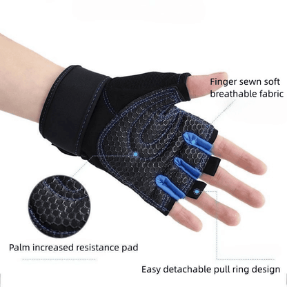 Unisex Long Wrist Half-Finger Cycling Gloves for Motorcycle Fitness Weightlifting