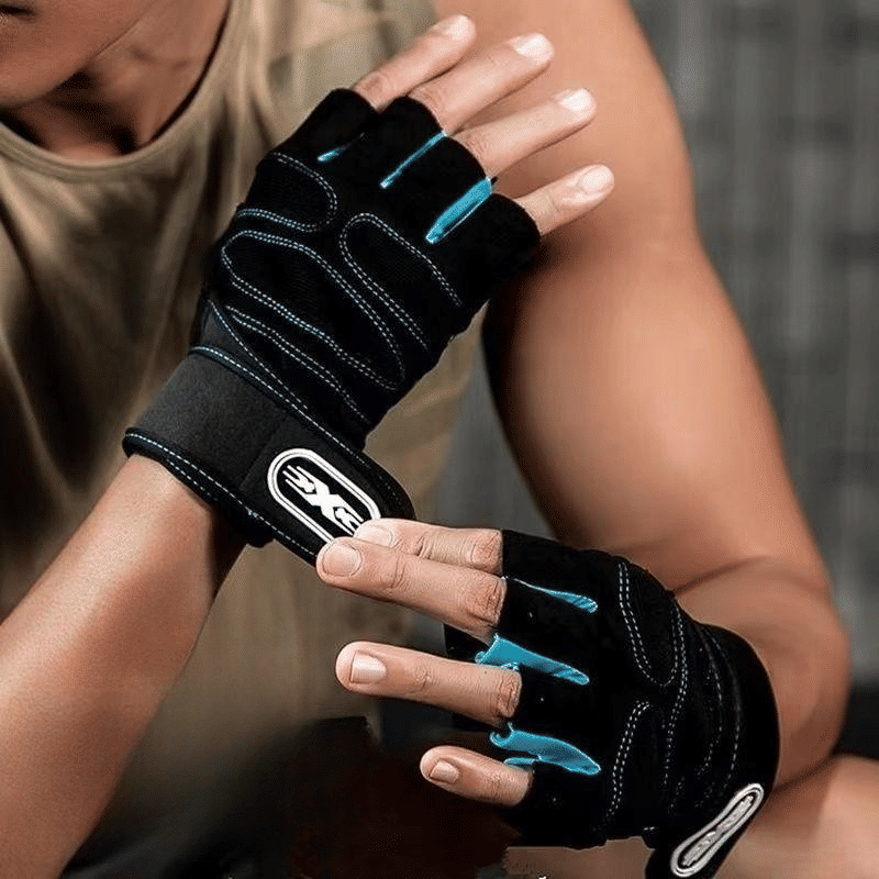 Unisex Long Wrist Half-Finger Cycling Gloves for Motorcycle Fitness Weightlifting