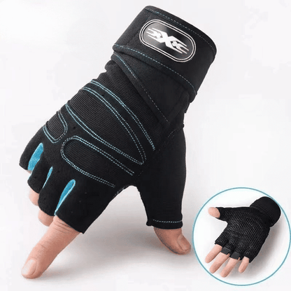 Unisex Long Wrist Half-Finger Cycling Gloves for Motorcycle Fitness Weightlifting