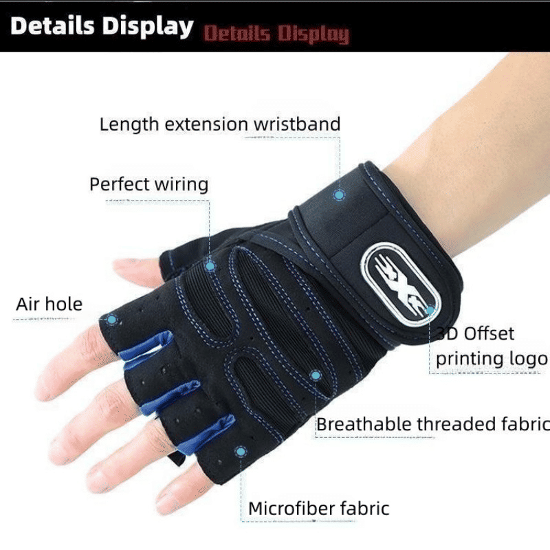 Unisex Long Wrist Half-Finger Cycling Gloves for Motorcycle Fitness Weightlifting