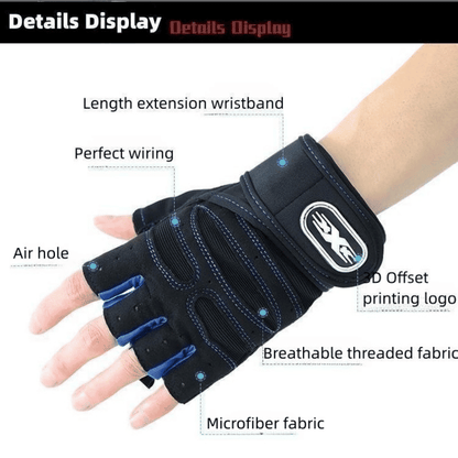 Unisex Long Wrist Half-Finger Cycling Gloves for Motorcycle Fitness Weightlifting