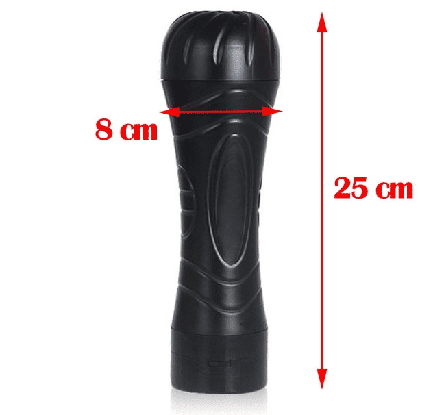 RUNSONE Realistic Vibrating Male Masturbator Cup - Flashlight Style Silicone Sex Toy