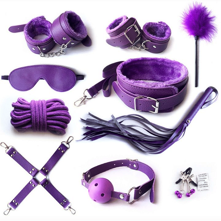 Premium 10-Piece PU Leather BDSM Bondage Restraint Set for Adult Couples