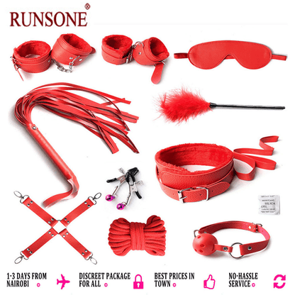 Premium 10-Piece PU Leather BDSM Bondage Restraint Set for Adult Couples