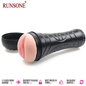 RUNSONE Realistic Vibrating Male Masturbator Cup - Flashlight Style Silicone Sex Toy