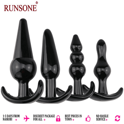 Premium 4-Piece Silicone Anal Plug Trainer Kit for Enhanced Sensuality