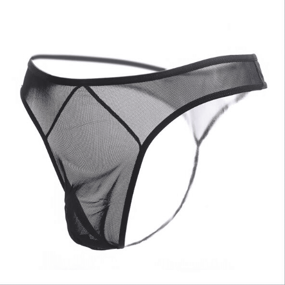 Men's Ice Silky Breathable See-Through Thong Briefs - 3 Color Pack
