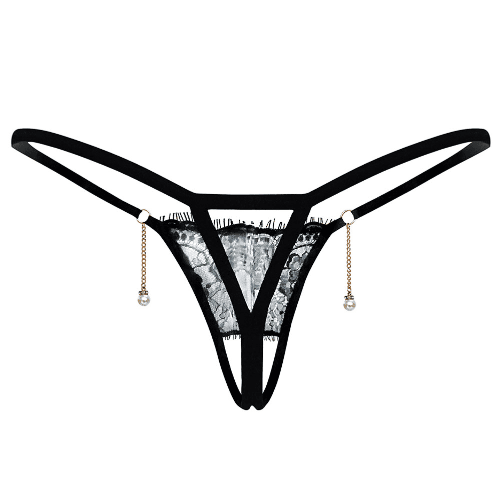 Women's 4-in-1 Pack Sexy Lace Crotchless G-String Thong Lingerie Set