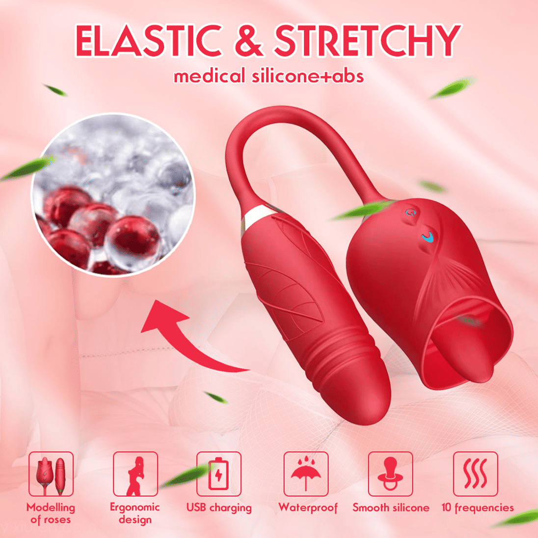 Ultimate Rose Toy Vibrator: Thrusting G-Spot, Clitoral Licking & Anal Stimulator