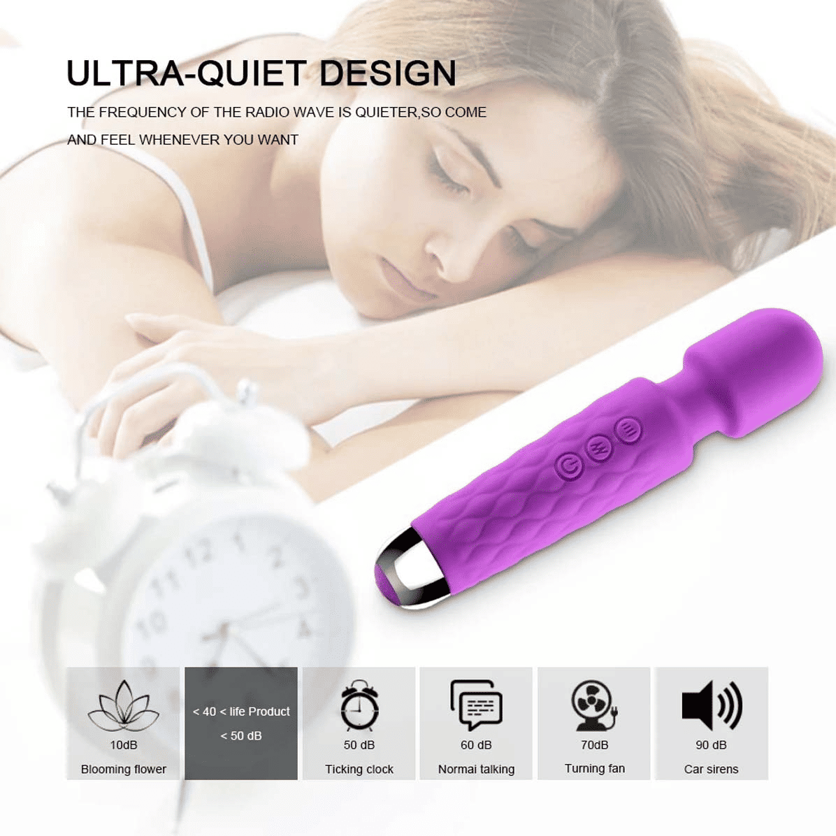 Rechargeable Cordless Wand Massager: Powerful, Waterproof, Body-Safe Silicone Stimulator