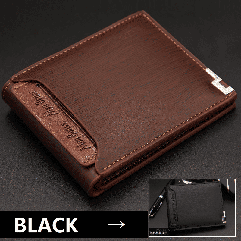 Men's Genuine Leather Slim Bifold Wallet with Money Clip and Card Holder