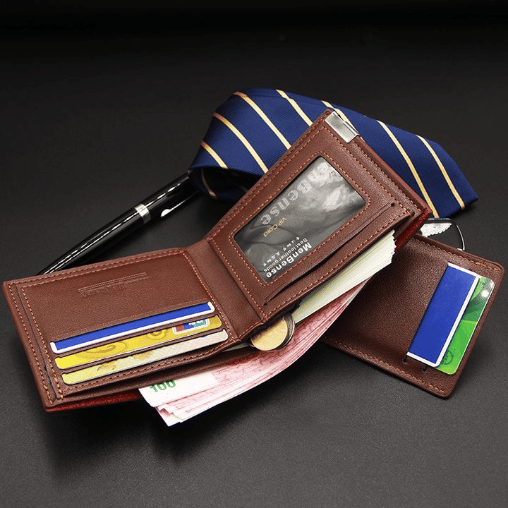 Men's Genuine Leather Slim Bifold Wallet with Money Clip and Card Holder