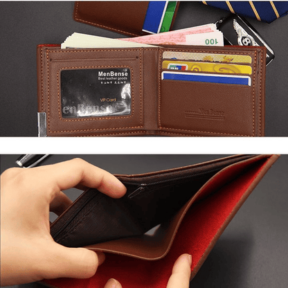 Men's Genuine Leather Slim Bifold Wallet with Money Clip and Card Holder