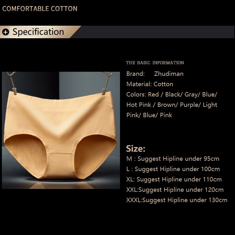 4-Pack Pure Cotton Women's Mid-Waist Breathable Seamless Soft Briefs Underwear