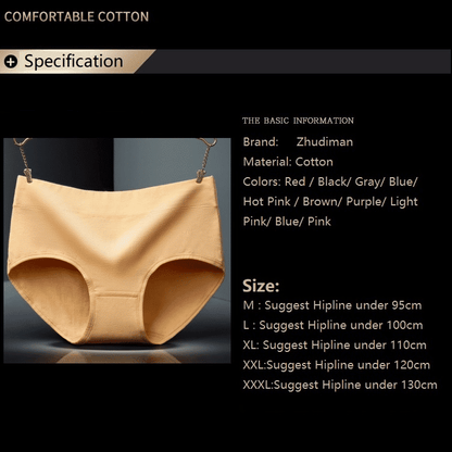 4-Pack Pure Cotton Women's Mid-Waist Breathable Seamless Soft Briefs Underwear