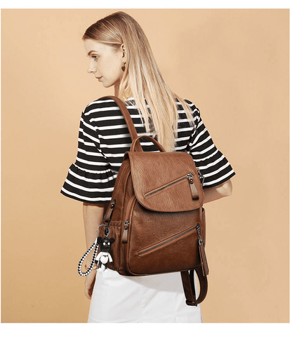 Versatile Women's Soft Leather Fashion Backpack - Large Capacity School Travel Bag