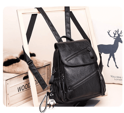 Versatile Women's Soft Leather Fashion Backpack - Large Capacity School Travel Bag