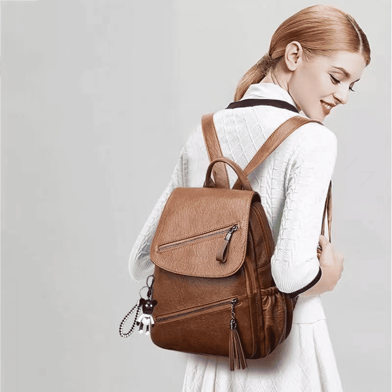 Versatile Women's Soft Leather Fashion Backpack - Large Capacity School Travel Bag
