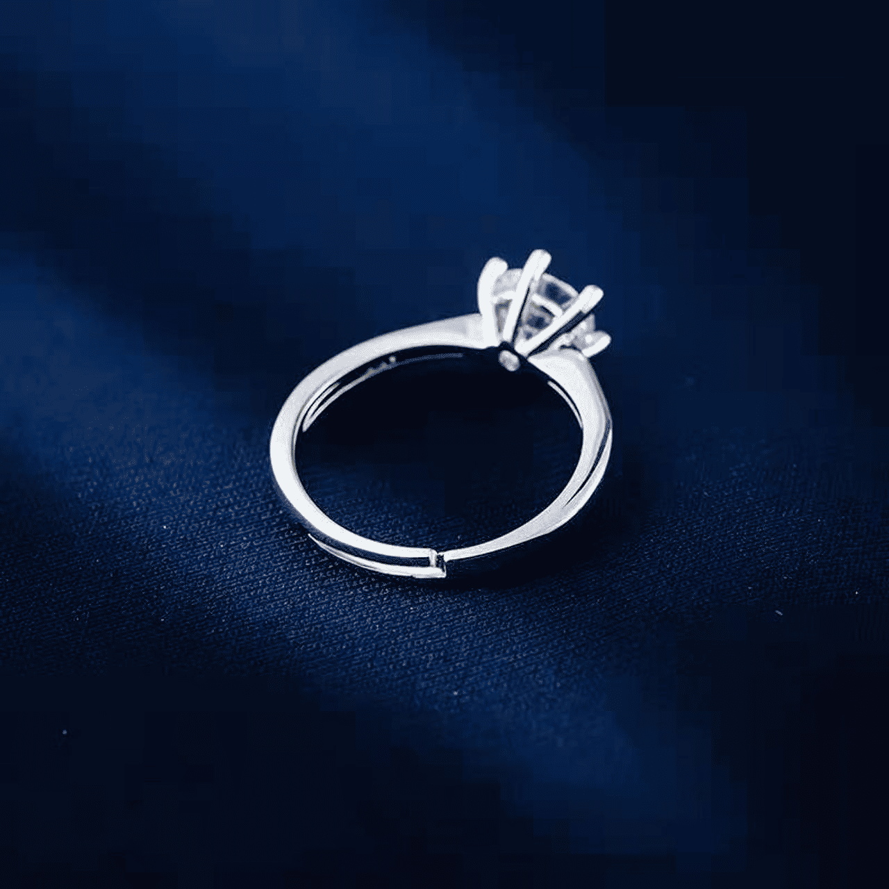 Elegant Adjustable Silver Plated Diamond Ring for Women - Wedding Engagement Gift