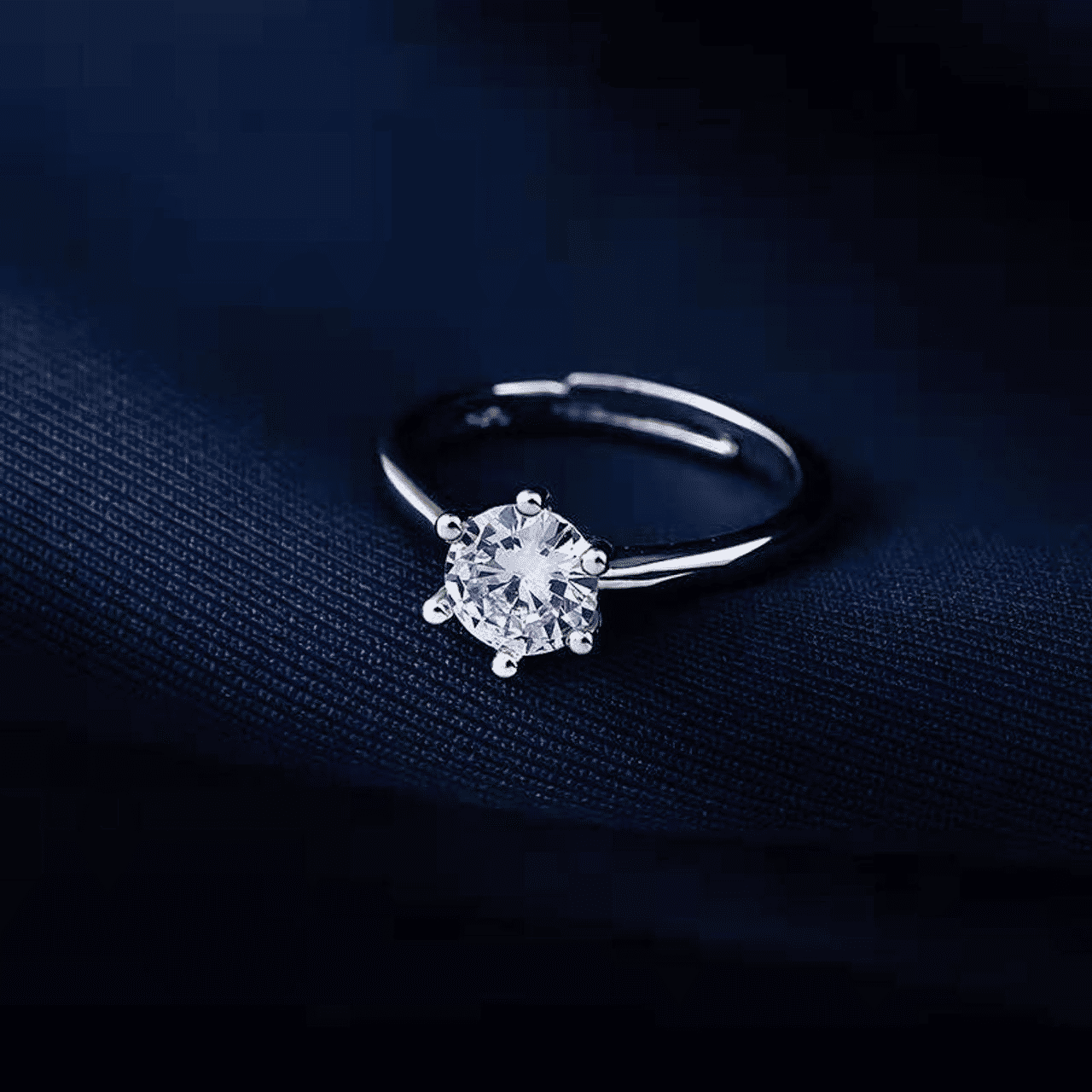 Elegant Adjustable Silver Plated Diamond Ring for Women - Wedding Engagement Gift