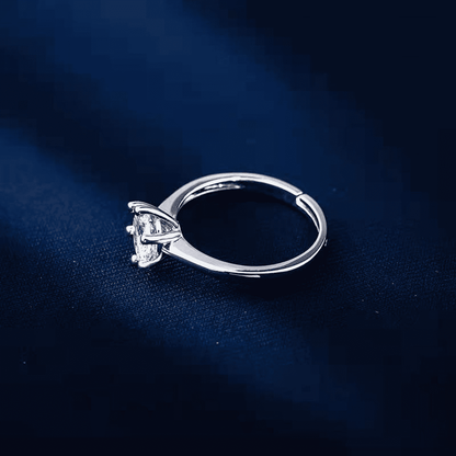 Elegant Adjustable Silver Plated Diamond Ring for Women - Wedding Engagement Gift