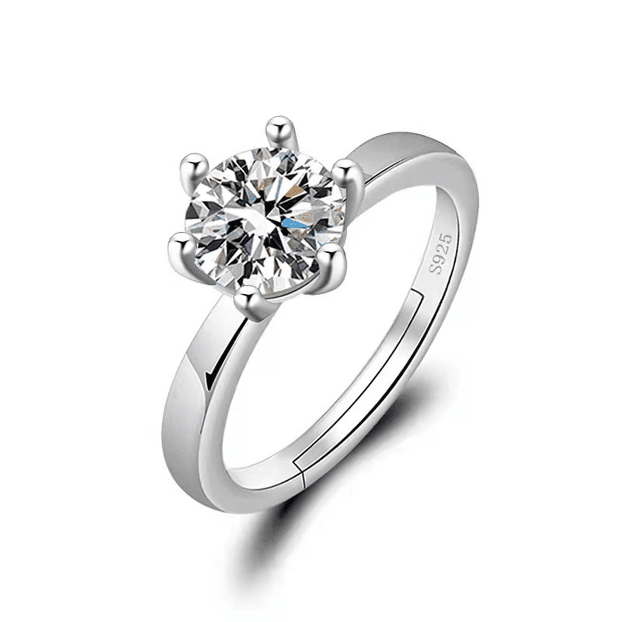 Elegant Adjustable Silver Plated Diamond Ring for Women - Wedding Engagement Gift