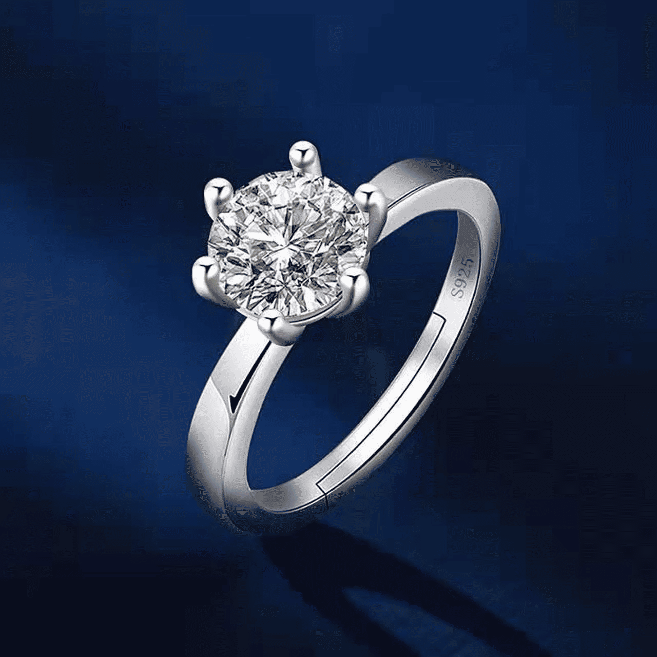 Elegant Adjustable Silver Plated Diamond Ring for Women - Wedding Engagement Gift