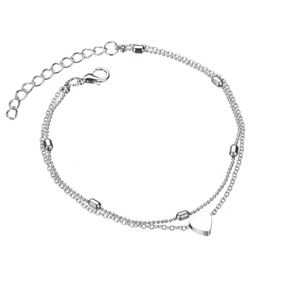 MMSHOP Women's Double-Layer Pentagram Beach Anklet Chain - Fashionable Silver Alloy
