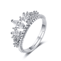 Elegant Adjustable Silver Plated Diamond Ring for Women - Wedding Engagement Gift
