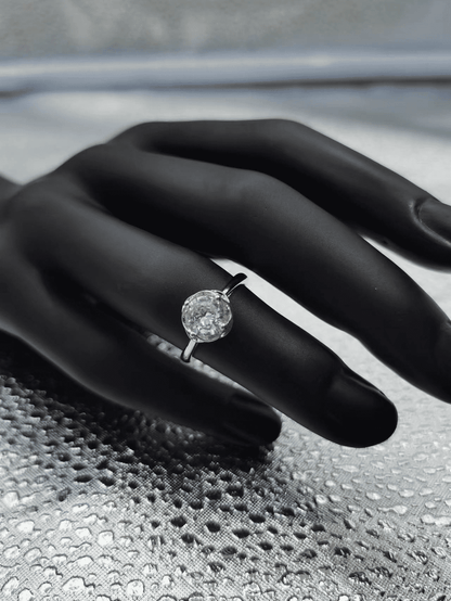 Elegant Adjustable Silver Plated Diamond Ring for Women - Wedding Engagement Gift