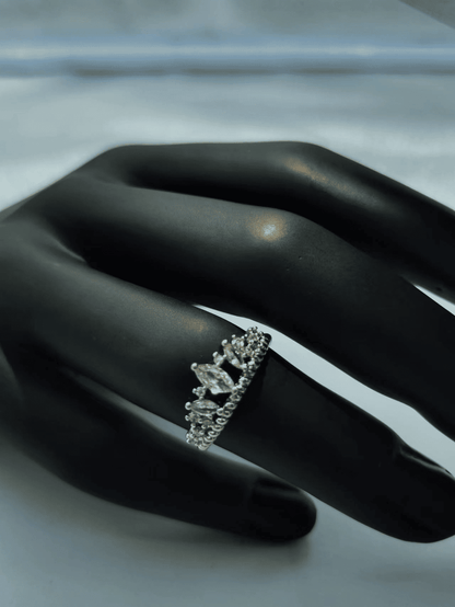 Elegant Adjustable Silver Plated Diamond Ring for Women - Wedding Engagement Gift