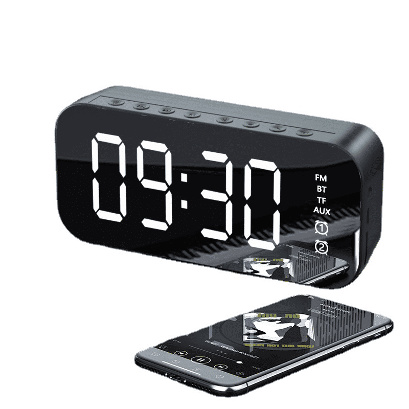 Multifunctional Wireless Bluetooth Speaker Mirror Alarm Clock with FM Radio