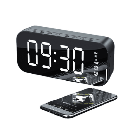 Multifunctional Wireless Bluetooth Speaker Mirror Alarm Clock with FM Radio