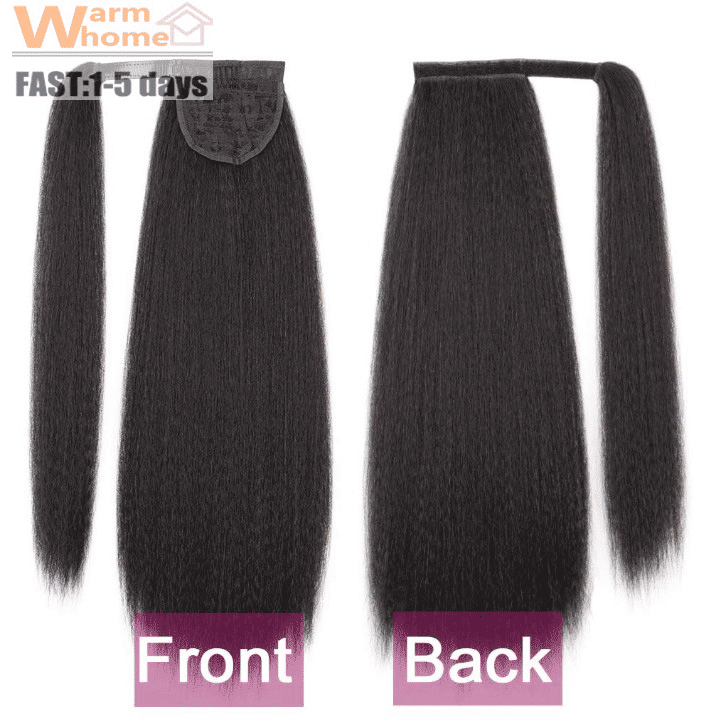 Premium 24-inch Yaki Ponytail Hair Extension for Black Women - Natural Black