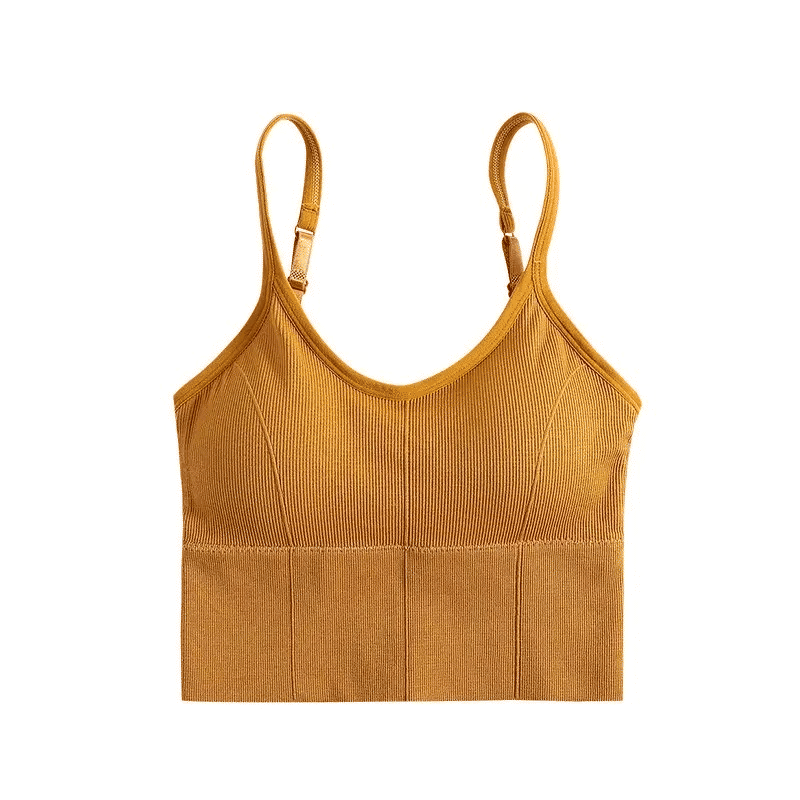 Seamless Wireless Padded Crop Top Bra - U-Back Sling Vest with Removable Pads