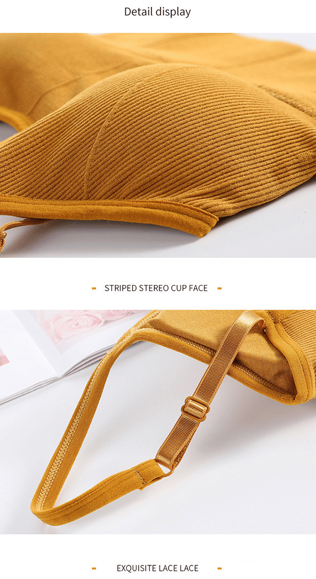 Seamless Wireless Padded Crop Top Bra - U-Back Sling Vest with Removable Pads