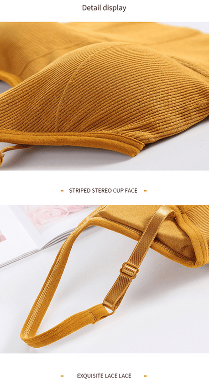 Seamless Wireless Padded Crop Top Bra - U-Back Sling Vest with Removable Pads