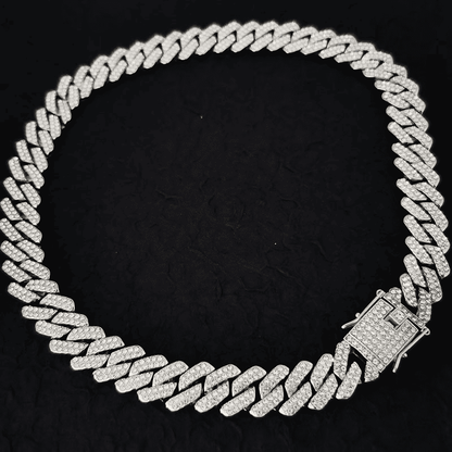 Luxury Iced Out 14mm Miami Cuban Link Chain Necklace Bracelet for Men Women