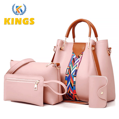 Elegant 4-Piece Waterproof PU Leather Handbag Set: Shoulder Tote & Sling Bags