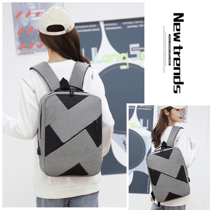 Men's Large Capacity Laptop Backpack Set with USB Charging Port