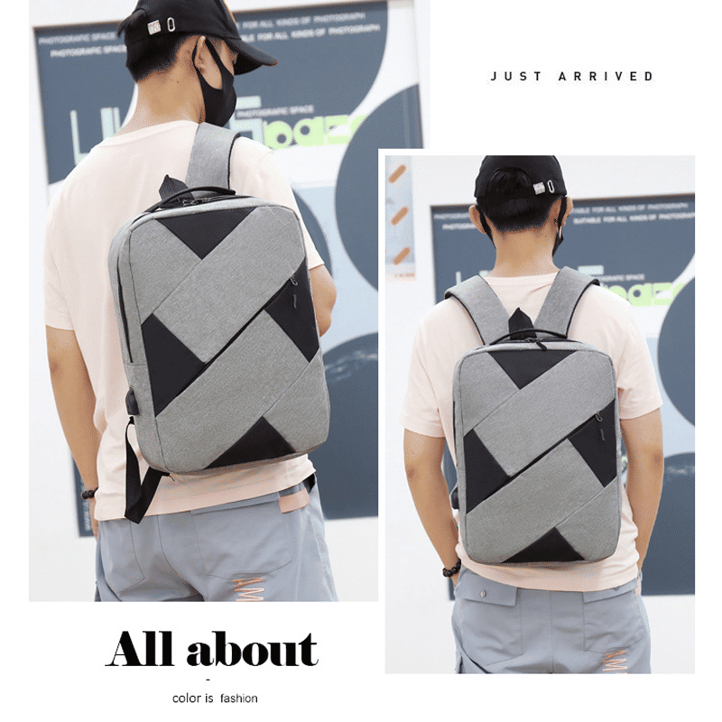 Men's Large Capacity Laptop Backpack Set with USB Charging Port