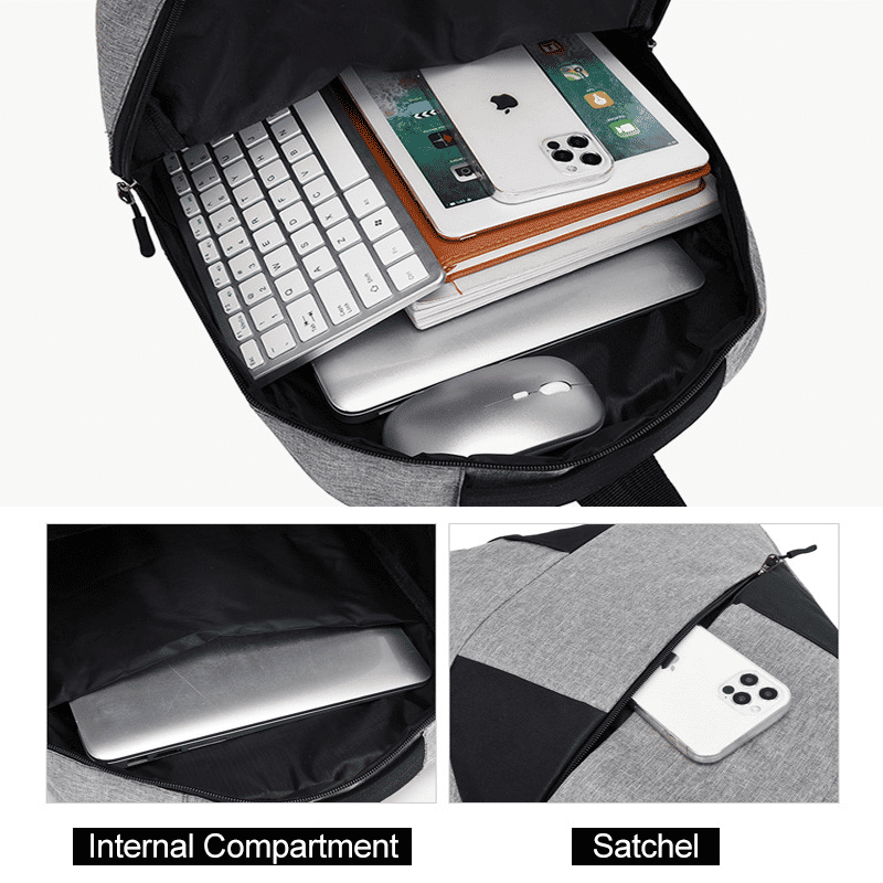 Men's Large Capacity Laptop Backpack Set with USB Charging Port